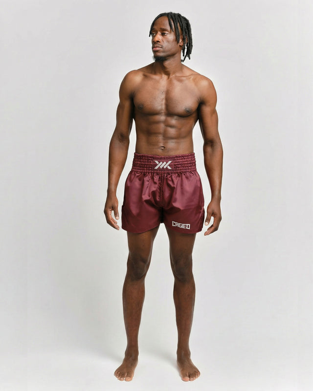 Caged Muay Thai Shorts Classic - Bordeauxrot