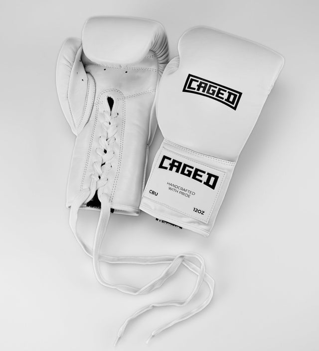 Caged Boxhandschuhe 'X Series' mit Schnürung - Weiss/Schwarz