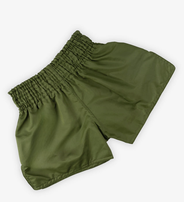 Caged Muay Thai Shorts Classic - Khaki Grün/Schwarz vrouw