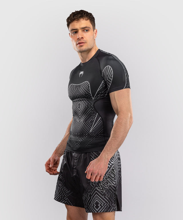 Venum Rashguard Midnight Fury Kurzarm - Schwarz/Grau/Silber