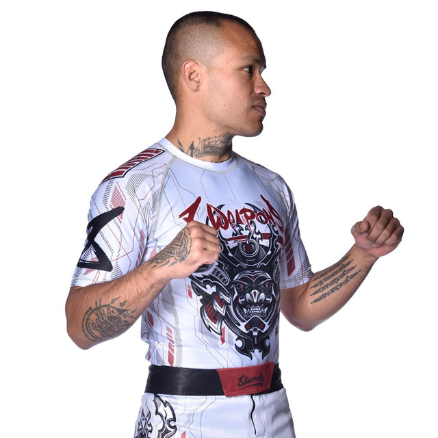 8 WEAPONS Rashguard Samurai 2.0 - Weiß/Rot