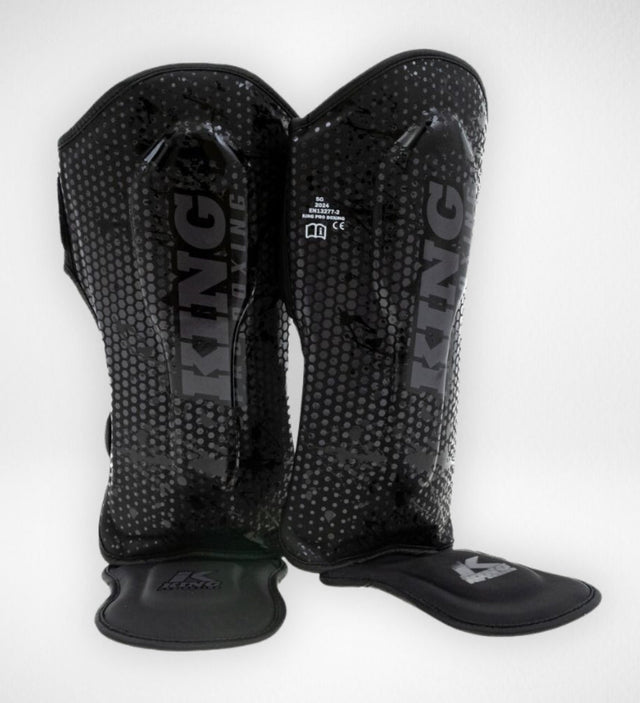King Pro Boxing Schienbeinschoner Kids Hexagon - Schwarz/Schwarz