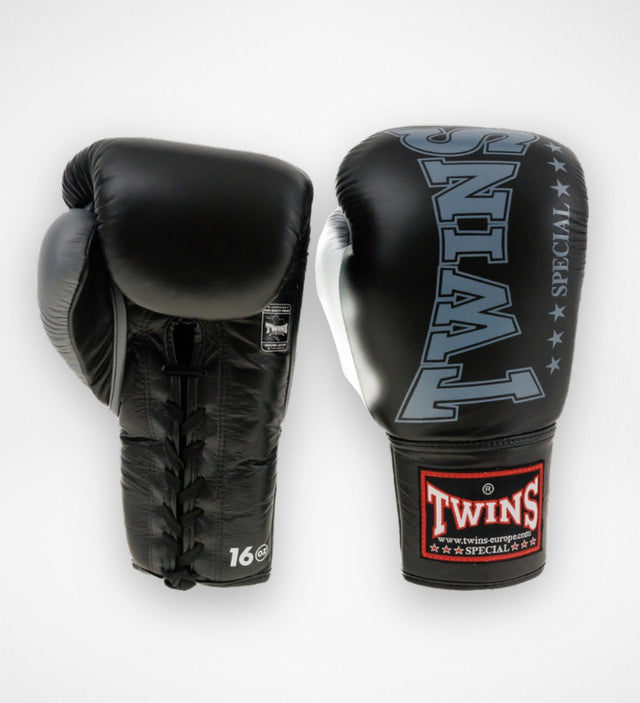 Twins Boxhandschuhe BGLL8 mit Schnürung – Schwarz/Grau