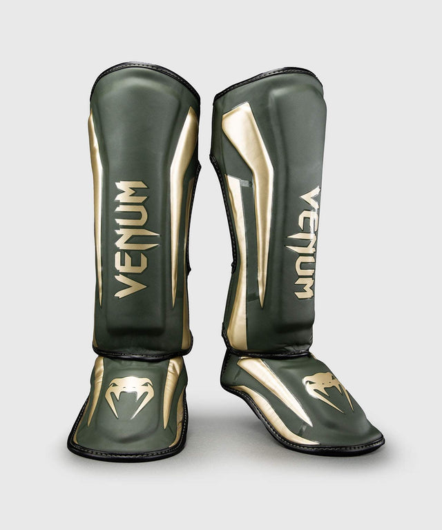 Venum Schienbeinschoner Elite – Khaki-Grün/Gold