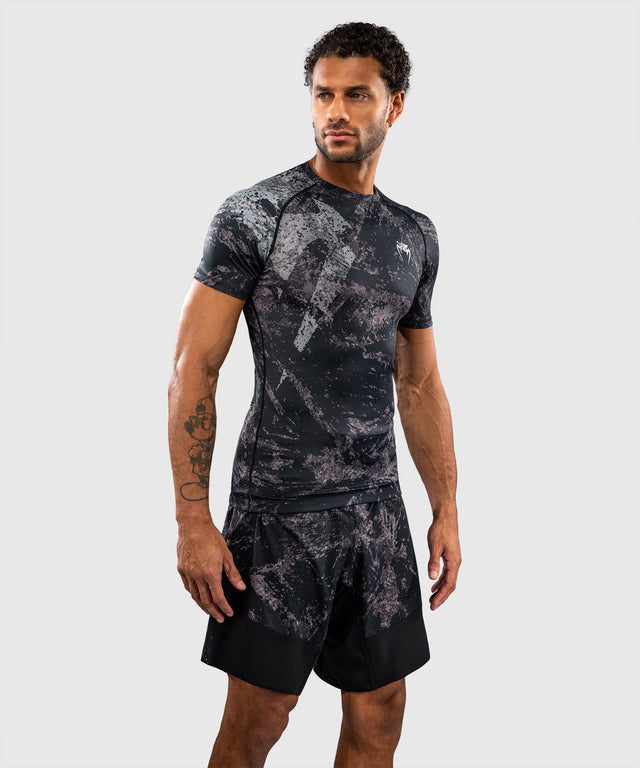 Venum Rashguard Rage & Workout Kurzarm - Schwarz/Grau
