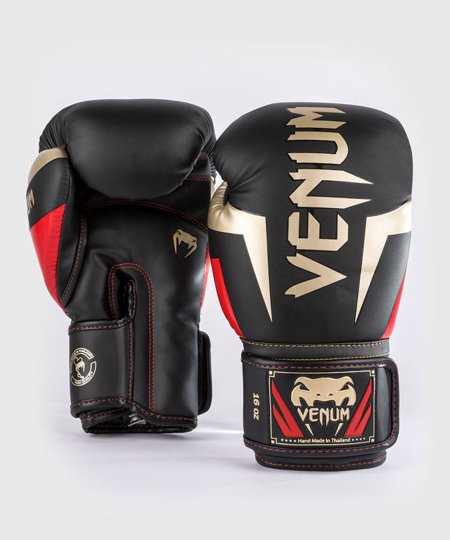 Venum bokshandschoenen Elite - Zwart/Goud/Rood