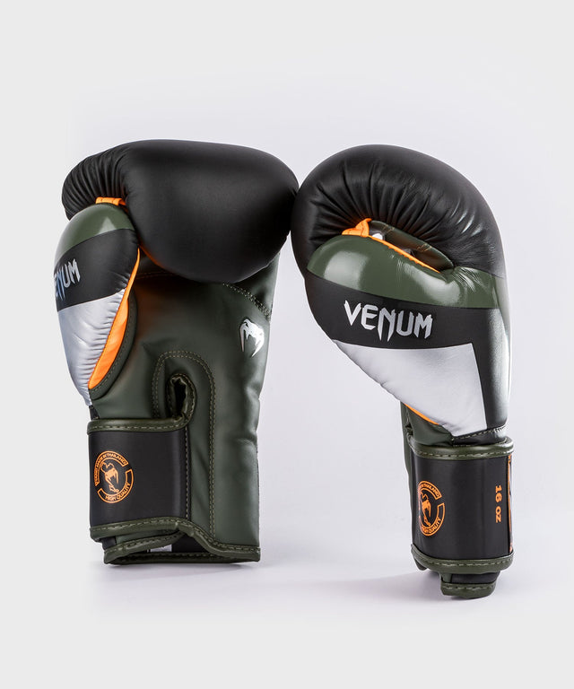 Venum bokhandschoenen Elite - Zwart/Zilver/Kaki