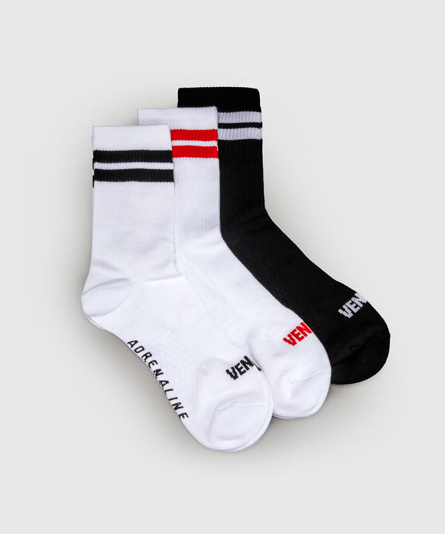 Venum Adrenaline Socken 3er-Pack - Schwarz/Weiß/Rot