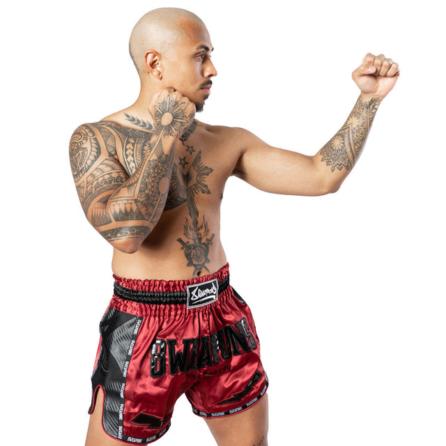 8 WEAPONS Muay-Thai-Shorts Carbon - Rot