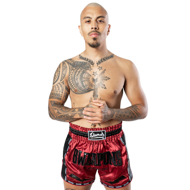 8 WEAPONS Muay-Thai-Shorts Carbon - Rot