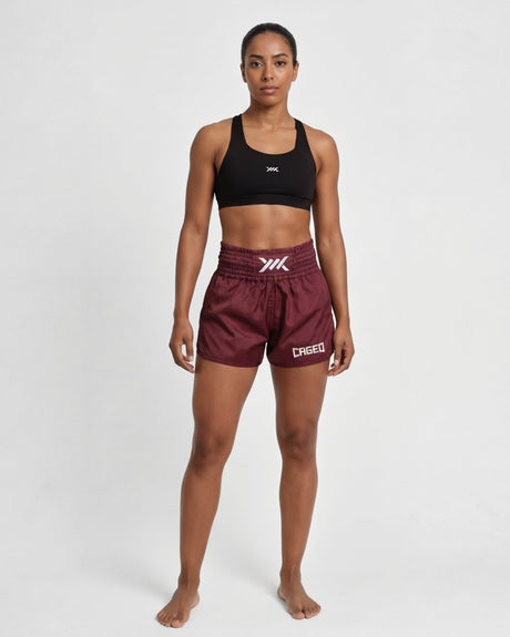 Caged Muay Thai Shorts Classic - Bordeauxrot vrouw