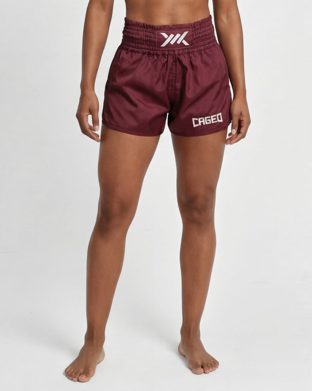 Caged Classic Muay Thai Shorts - Bordeauxrot