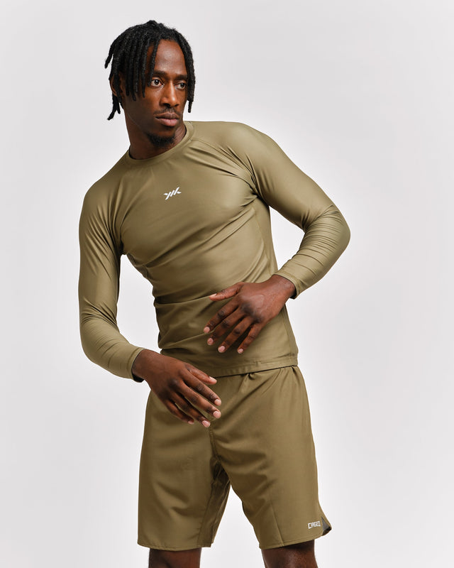 Caged Rashguard Tactical Langarm - Armeegrün