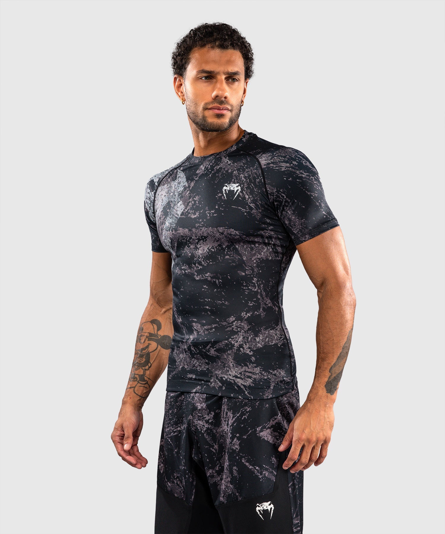 Venum Rashguard Rage & Workout Kurzarm - Schwarz/Grau