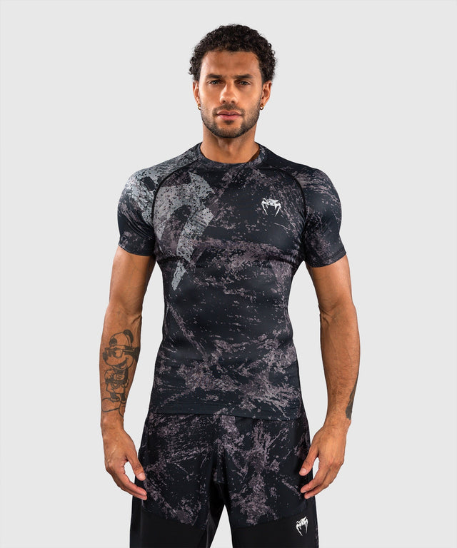 Venum Rashguard Rage & Workout Kurzarm - Schwarz/Grau