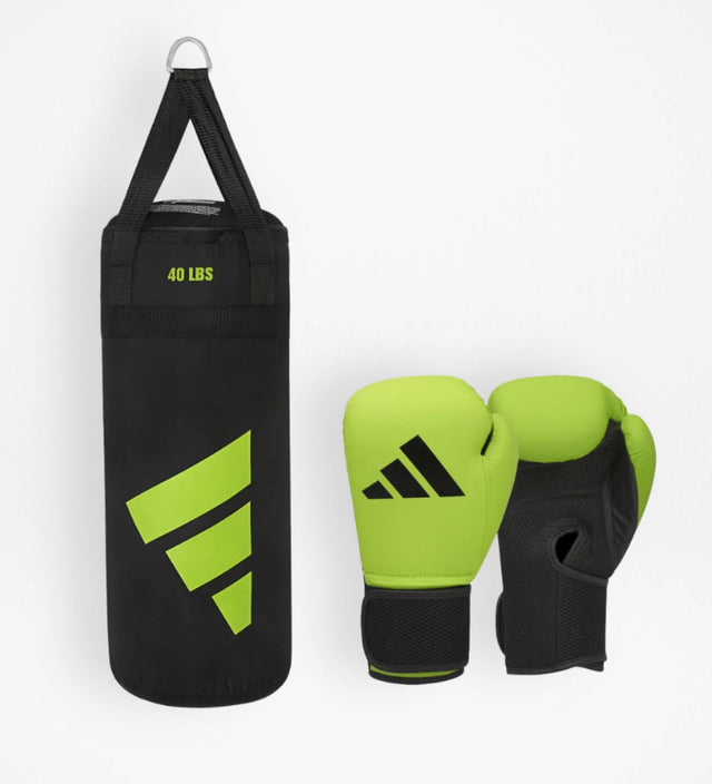 Adidas Boxhandschuhe + Boxsack für Kinder – Grün/Schwarz