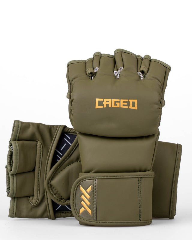 Caged MMA-Handschuhe Shadow - Khakigrün/Gold