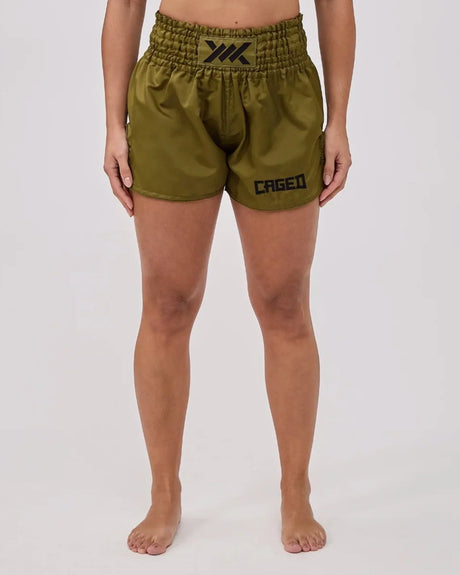 Caged Classic Muay Thai Shorts - Armee Grün