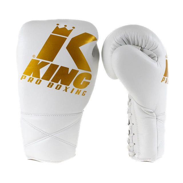 King Pro Boxing Boxhandschuhe XK mit Schnürverschluss – Weiss/Gold