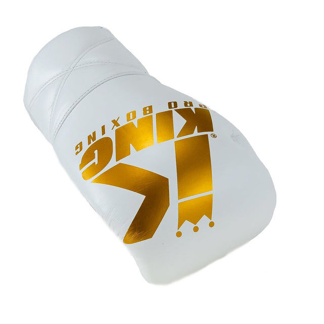 King Pro Boxing Boxhandschuhe XK mit Schnürverschluss – Weiss/Gold