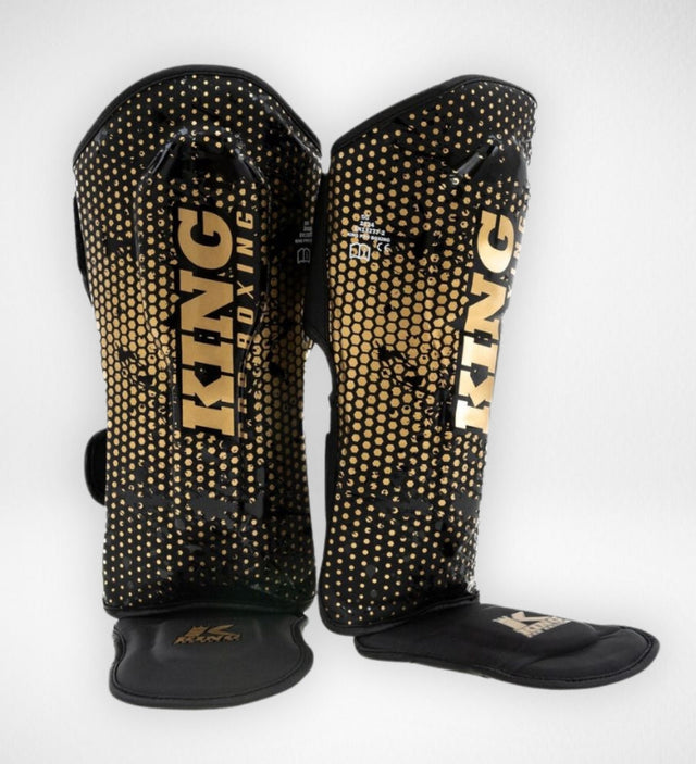 King Pro Boxing Schienbeinschoner Kids Hexagon - Schwarz/Gold