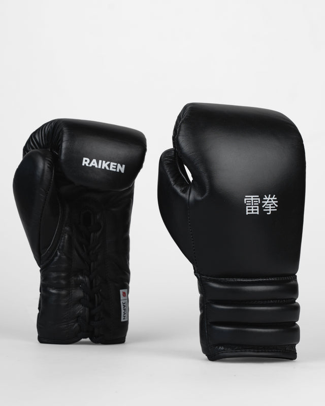 Raiken Boxhandschuhe KIBA Schnürung - Schwarz