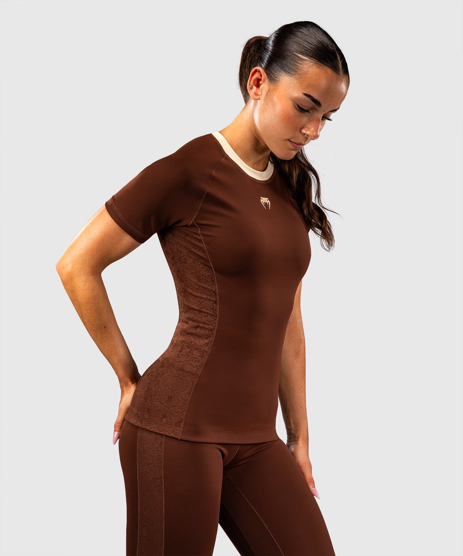 Venum Rashguard Viper Kurzarm Damen - Braun