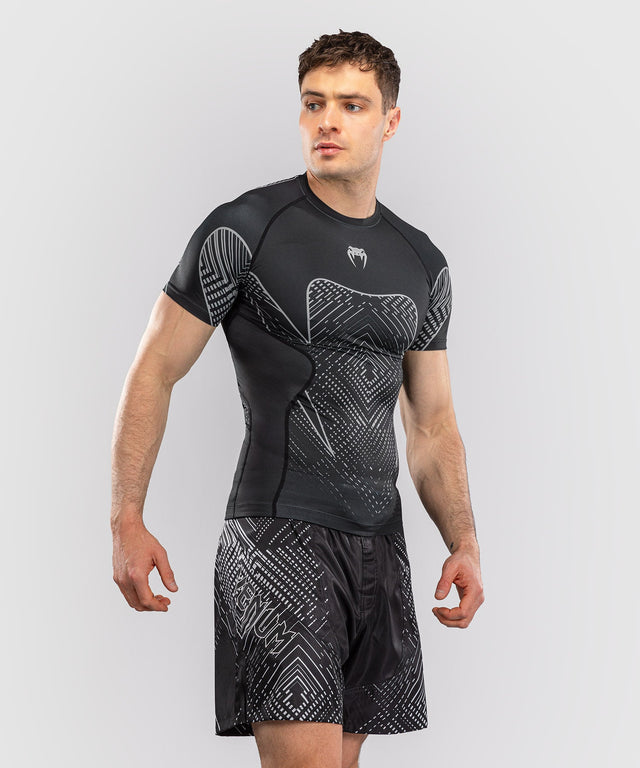 Venum Rashguard Midnight Fury Kurzarm - Schwarz/Grau/Silber