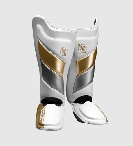 Hayabusa Kickboks Scheenbeschermers T3 - Wit/Goud - The Fight Company Deutschland