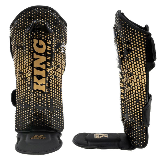 King Pro Boxing Schienbeinschoner Kids Hexagon - Schwarz/Gold