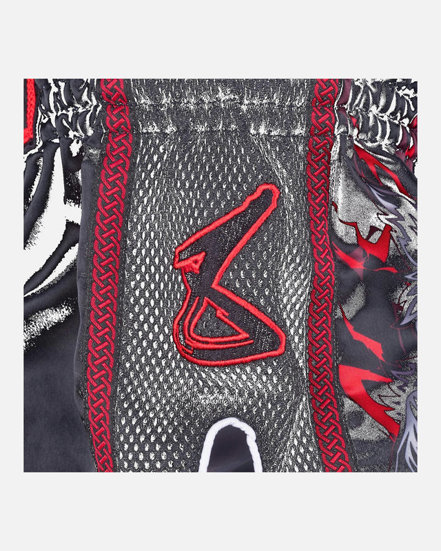 8 WEAPONS Muay-Thai-Shorts Beastial Wolf - Schwarz/Rot