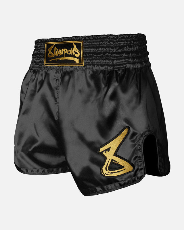 8 WEAPONS Muay-Thai-Shorts Strike - Schwarz/Gold
