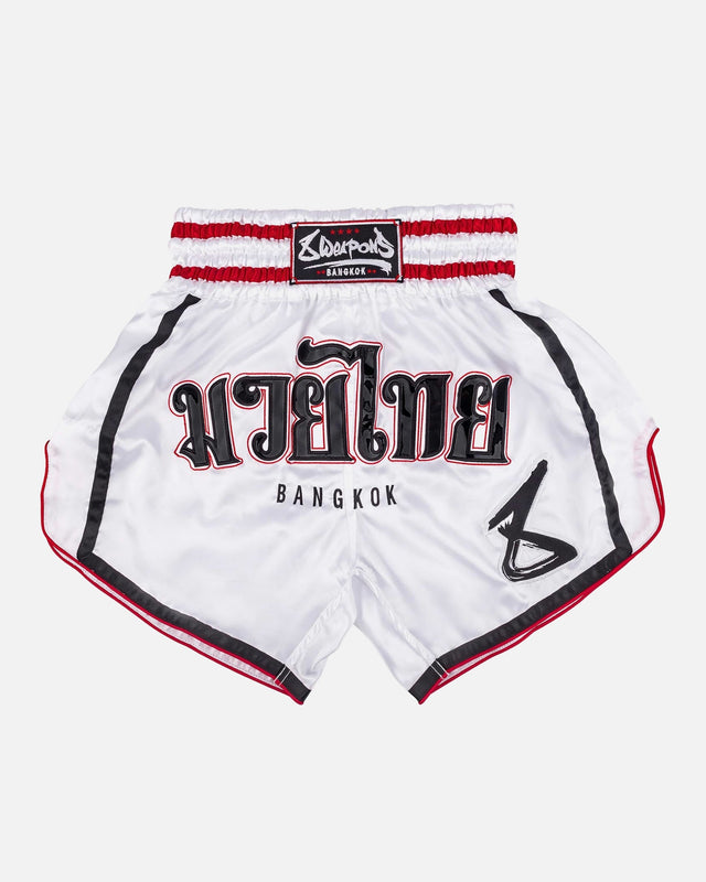 8 WEAPONS Muay-Thai-Shorts Bangkok - Weiß/Schwarz