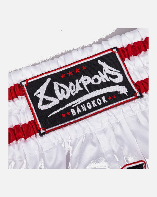 8 WEAPONS Muay-Thai-Shorts Bangkok - Weiß/Schwarz