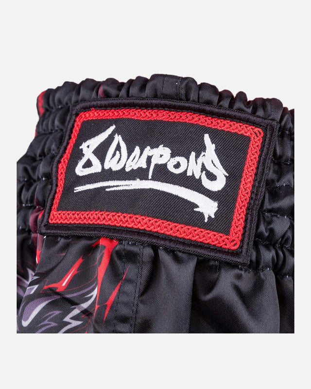 8 WEAPONS Muay-Thai-Shorts Beastial Wolf - Schwarz/Rot