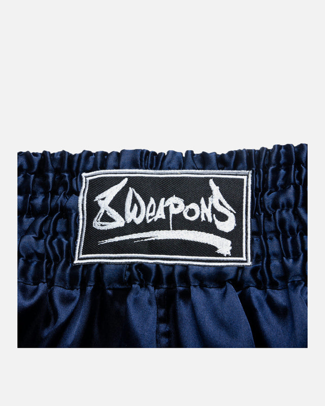 8 WEAPONS Muay-Thai-Shorts Strike - Dunkelblau/Weiß