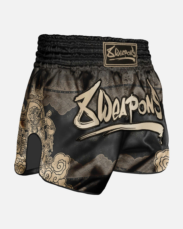 8 WEAPONS Muay-Thai-Shorts Hanuman - Schwarz/Gold