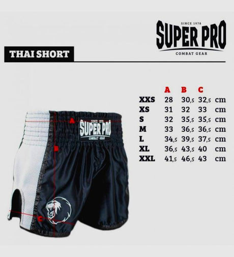 Super Pro Muay Thai Shorts Brave - Weiss/Schwarz - The Fight Company Deutschland