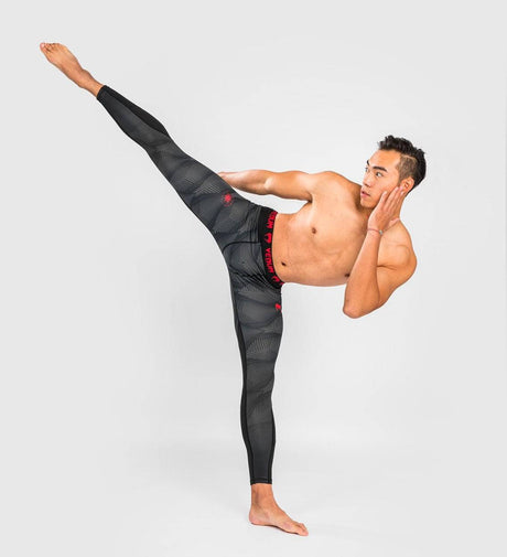 Venum Compression Pants Phantom - Schwarz/Grau/Rot - The Fight Company Deutschland