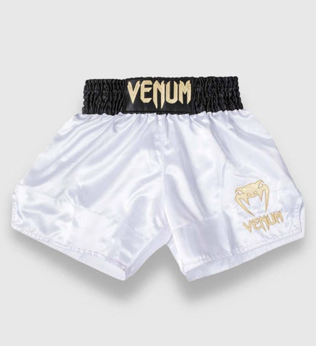 Venum Muay Thai Shorts Classic 2.0 - Weiss/Schwarz/Gold - The Fight Company Deutschland