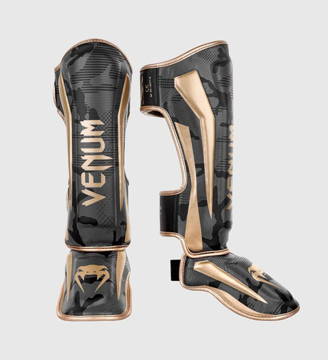 Venum Schienbeinschoner Elite - Camo Grau/Gold - The Fight Company Deutschland
